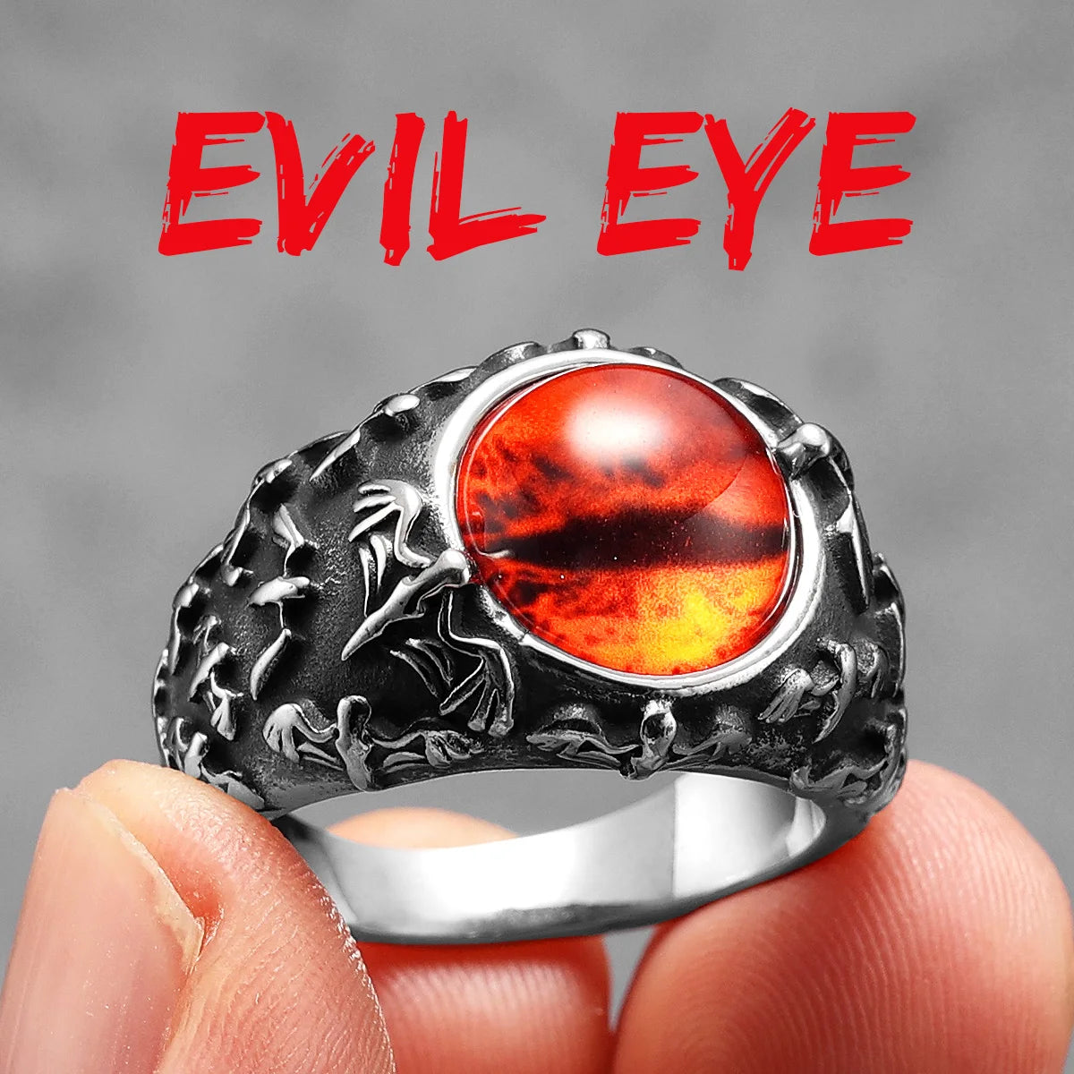 Evil Eye Trendy Gemstone Stainless Steel Men Rings Punk New For Male Women Fashion Jewelry Creativity Gift Wholesale Dropshiping