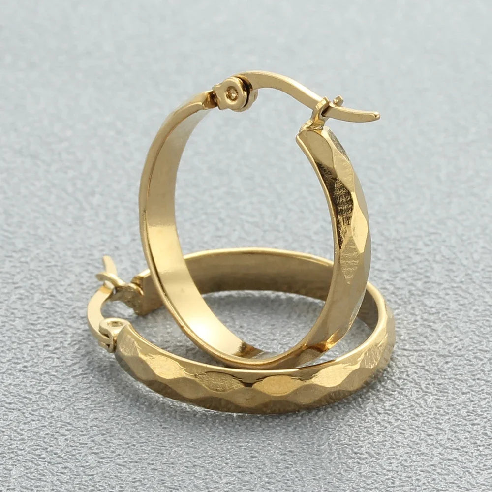 Stainless Steel Hoop Earrings For Women 2025 Statement Round Silver Gold Color Loop Brincos Female Jewelry Wholesale Party Gift