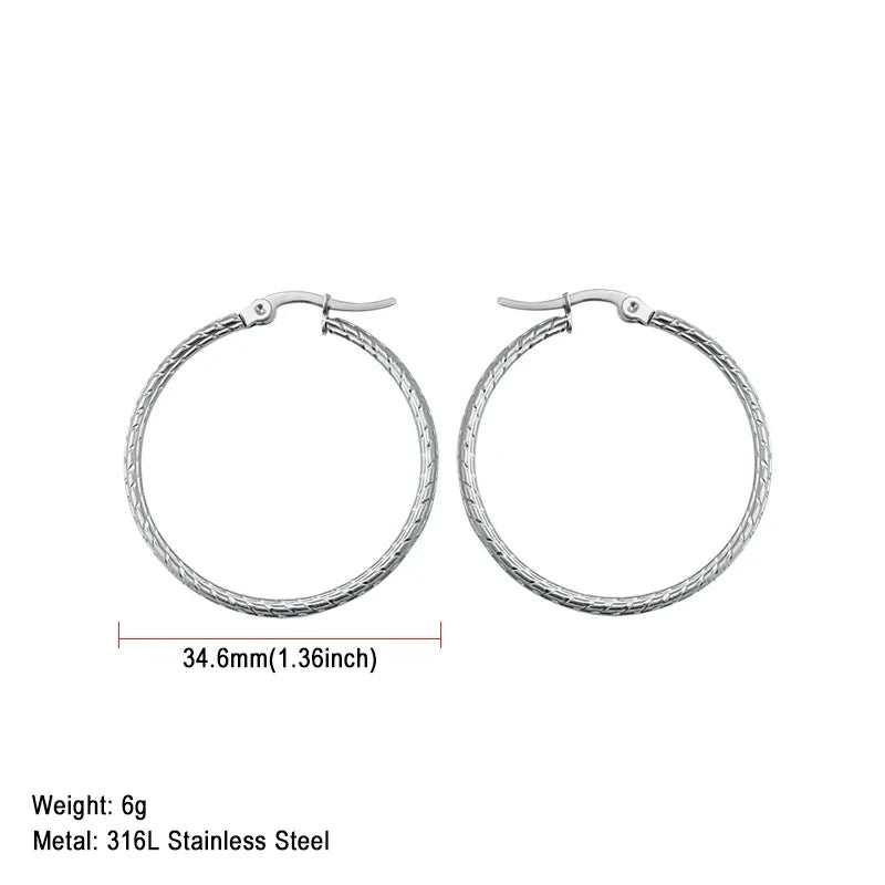 Stainless Steel Hoop Earrings For Women 2025 Statement Round Silver Gold Color Loop Brincos Female Jewelry Wholesale Party Gift