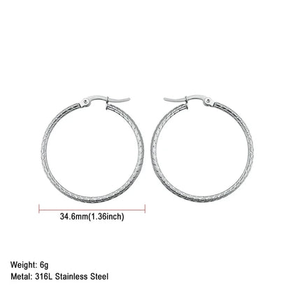Stainless Steel Hoop Earrings For Women 2025 Statement Round Silver Gold Color Loop Brincos Female Jewelry Wholesale Party Gift