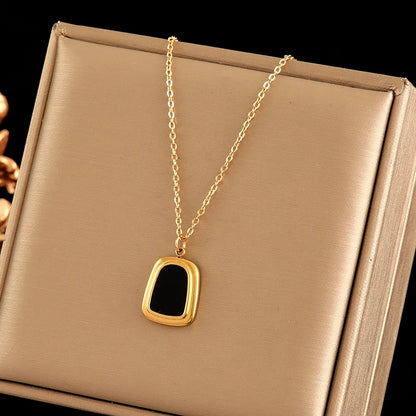 EILIECK 316L Stainless Steel Geometric Black Necklace Earrings For Women New Party Gift Waterproof 18K Gold Plated Jewelry Set