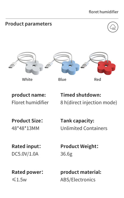 Small Flower Humidifier Portable Desktop Mini Water Replenishing Spray Home Ipx7 Waterproof Atomizer Diffuser