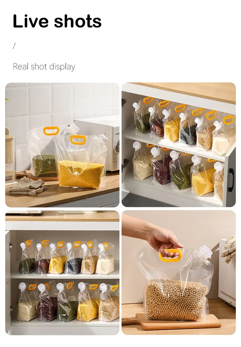 2pcs Grain Storage Bag Portable Insect Proof Moisture Proof Fresh Keeping Bag Recyclable Portable Transparent Grain Storage Bags
