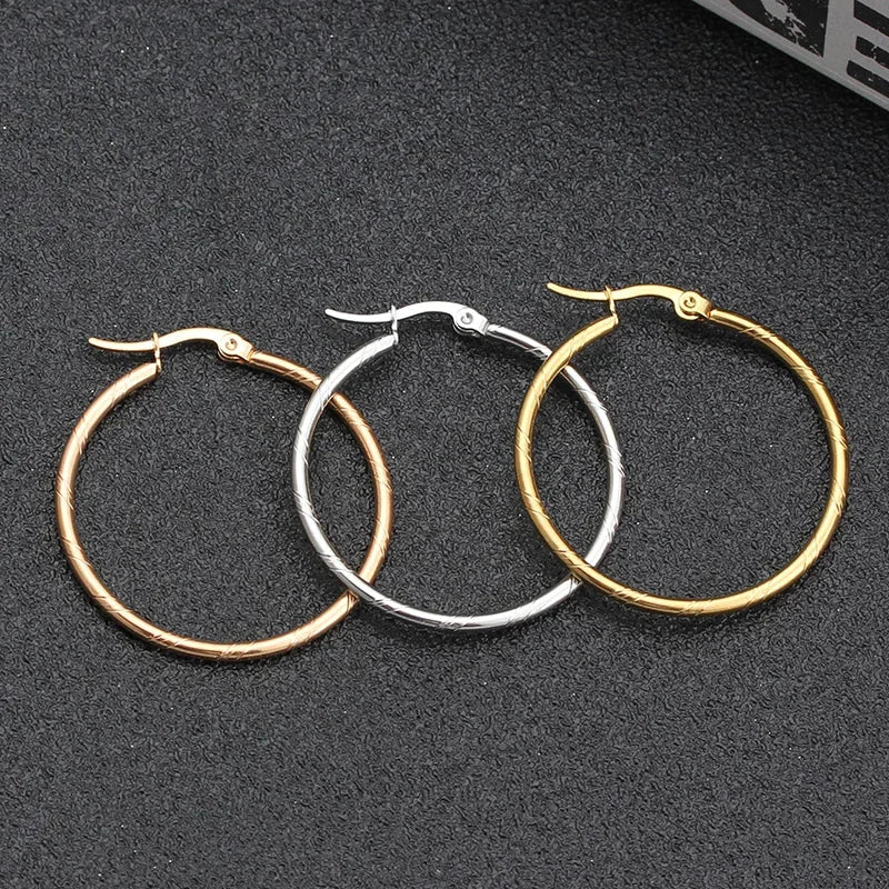 Stainless Steel Hoop Earrings For Women 2025 Statement Round Silver Gold Color Loop Brincos Female Jewelry Wholesale Party Gift