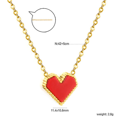 LUXUSTEEL Golden Red Love Heart Shaped Pendant Necklace Stainless Steel Female Necklace Colorful Chain Pendant Jewelry Gift
