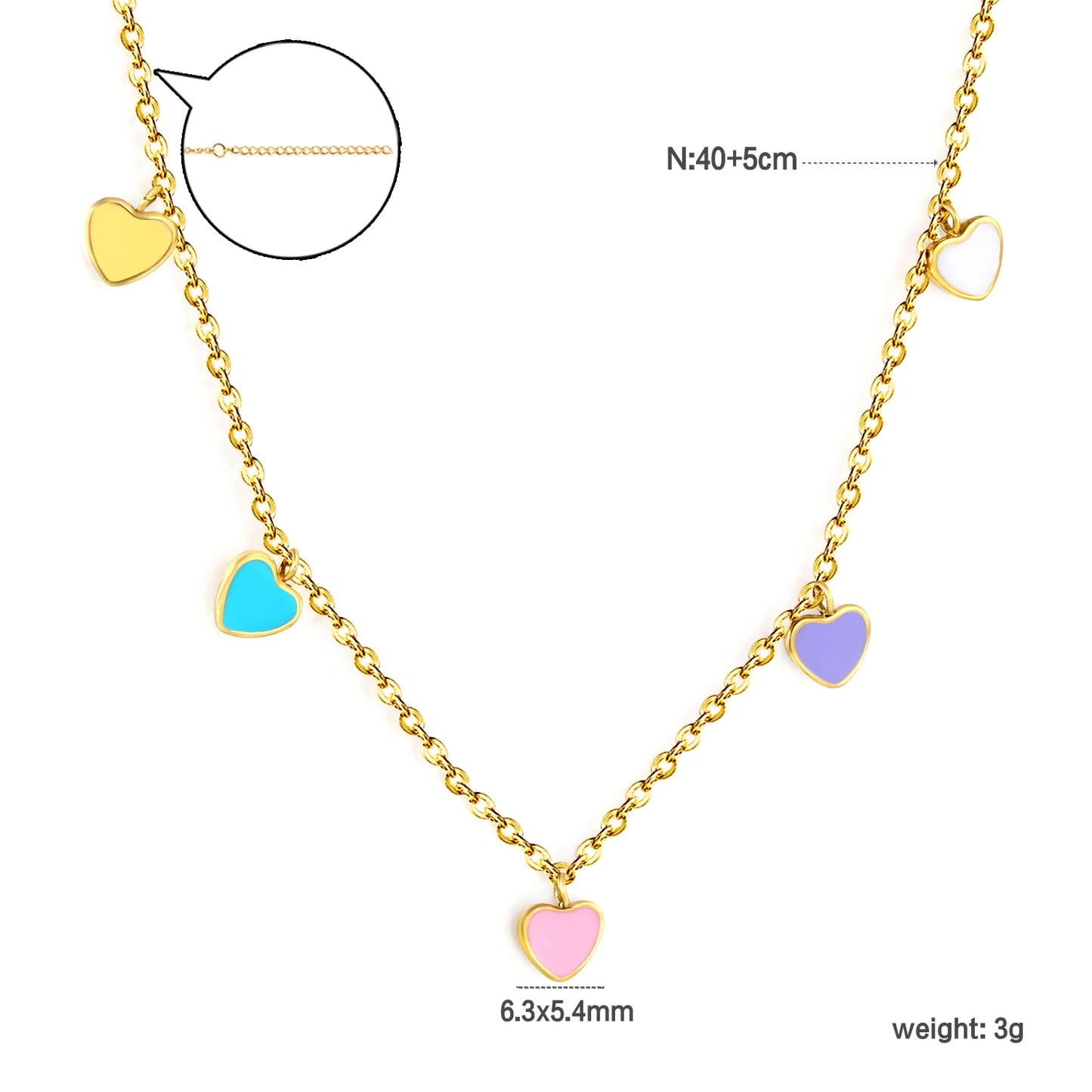 LUXUSTEEL Golden Red Love Heart Shaped Pendant Necklace Stainless Steel Female Necklace Colorful Chain Pendant Jewelry Gift