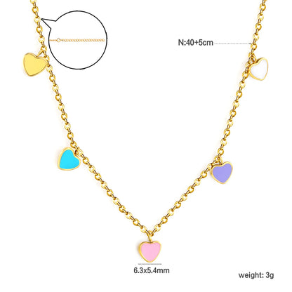 LUXUSTEEL Golden Red Love Heart Shaped Pendant Necklace Stainless Steel Female Necklace Colorful Chain Pendant Jewelry Gift