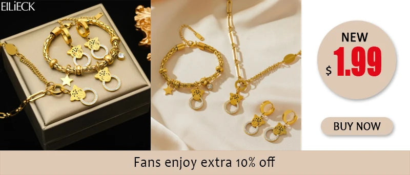 EILIECK 316L Stainless Steel Geometric Black Necklace Earrings For Women New Party Gift Waterproof 18K Gold Plated Jewelry Set