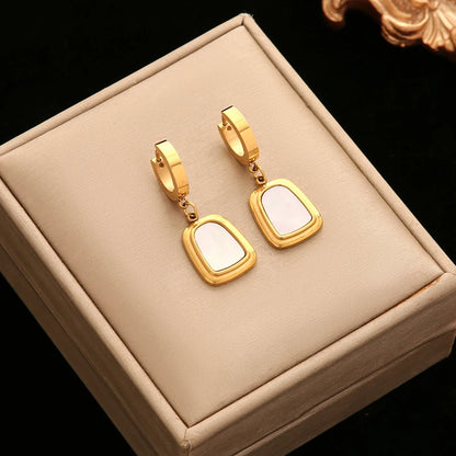 EILIECK 316L Stainless Steel Geometric Black Necklace Earrings For Women New Party Gift Waterproof 18K Gold Plated Jewelry Set