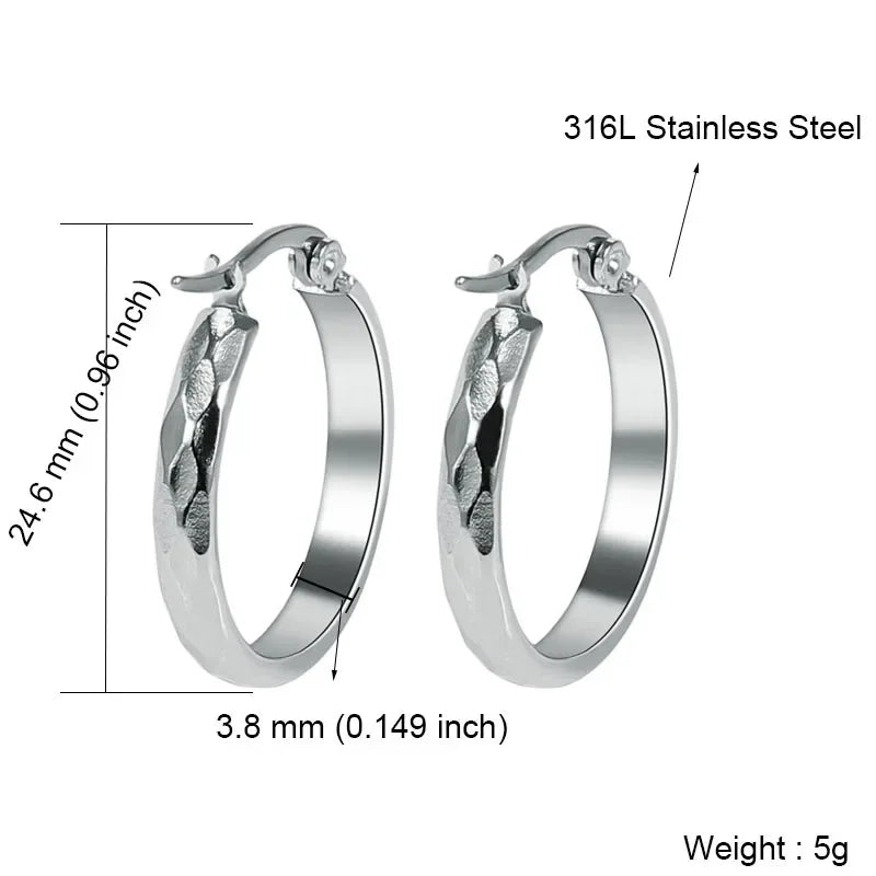 Stainless Steel Hoop Earrings For Women 2025 Statement Round Silver Gold Color Loop Brincos Female Jewelry Wholesale Party Gift