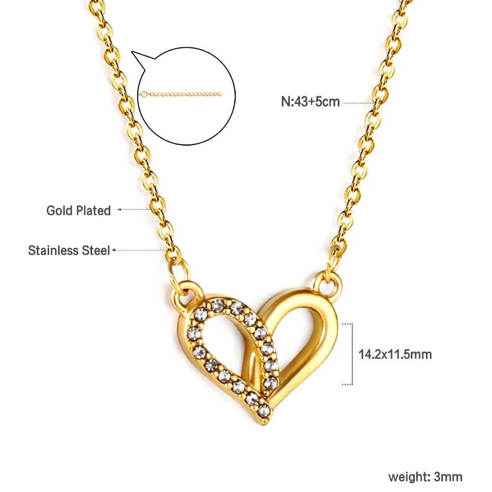 LUXUSTEEL Golden Red Love Heart Shaped Pendant Necklace Stainless Steel Female Necklace Colorful Chain Pendant Jewelry Gift