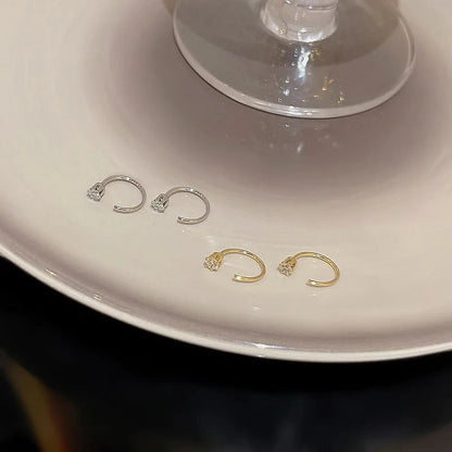 10mm Round Hoop Earrings For Women Temperament Inlaid Zircon Earrings Simple Copper Earrings Daily Small Ear Hook Jewelry