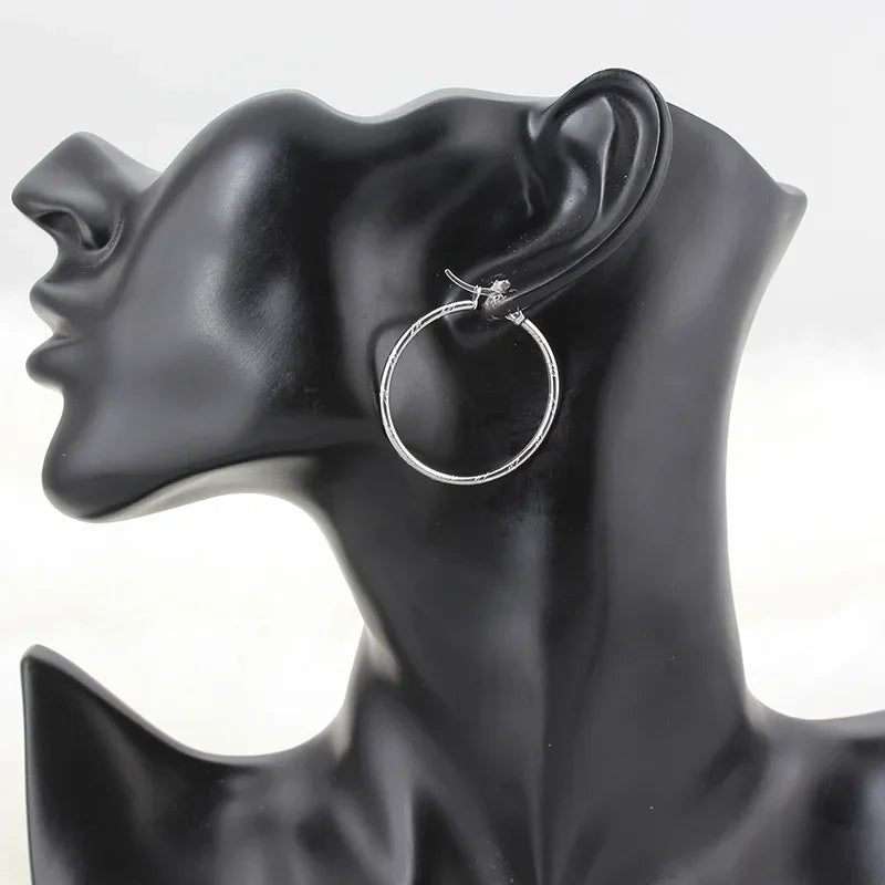 Stainless Steel Hoop Earrings For Women 2025 Statement Round Silver Gold Color Loop Brincos Female Jewelry Wholesale Party Gift