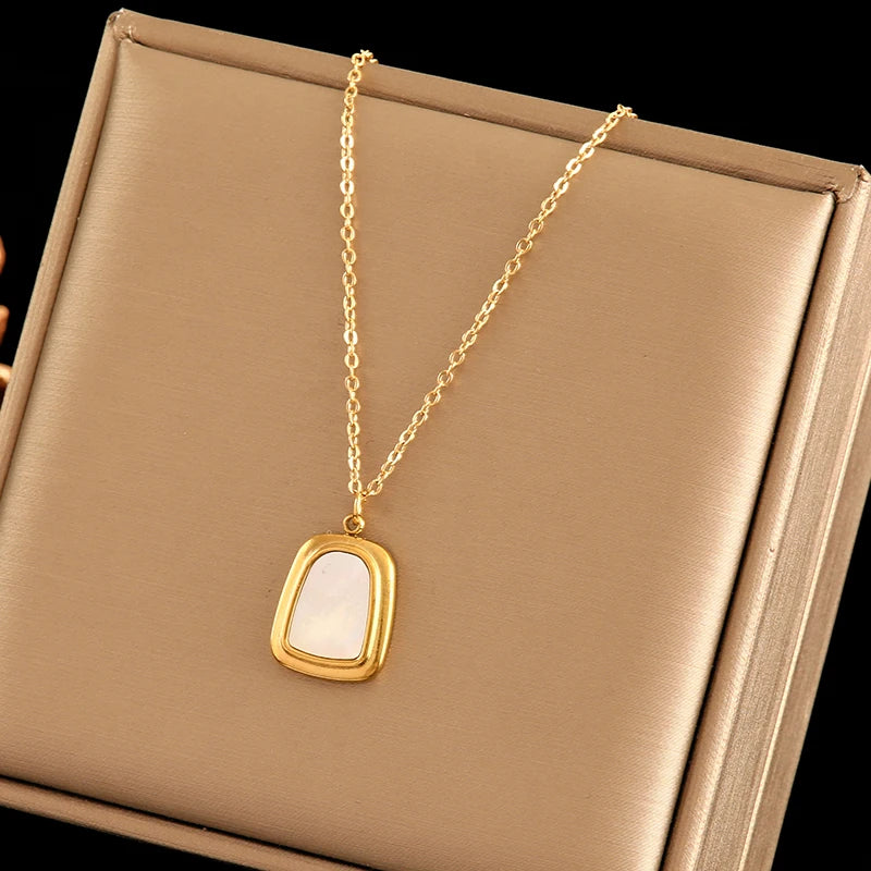 EILIECK 316L Stainless Steel Geometric Black Necklace Earrings For Women New Party Gift Waterproof 18K Gold Plated Jewelry Set