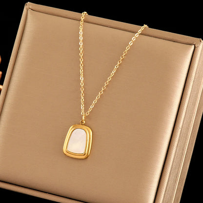 EILIECK 316L Stainless Steel Geometric Black Necklace Earrings For Women New Party Gift Waterproof 18K Gold Plated Jewelry Set