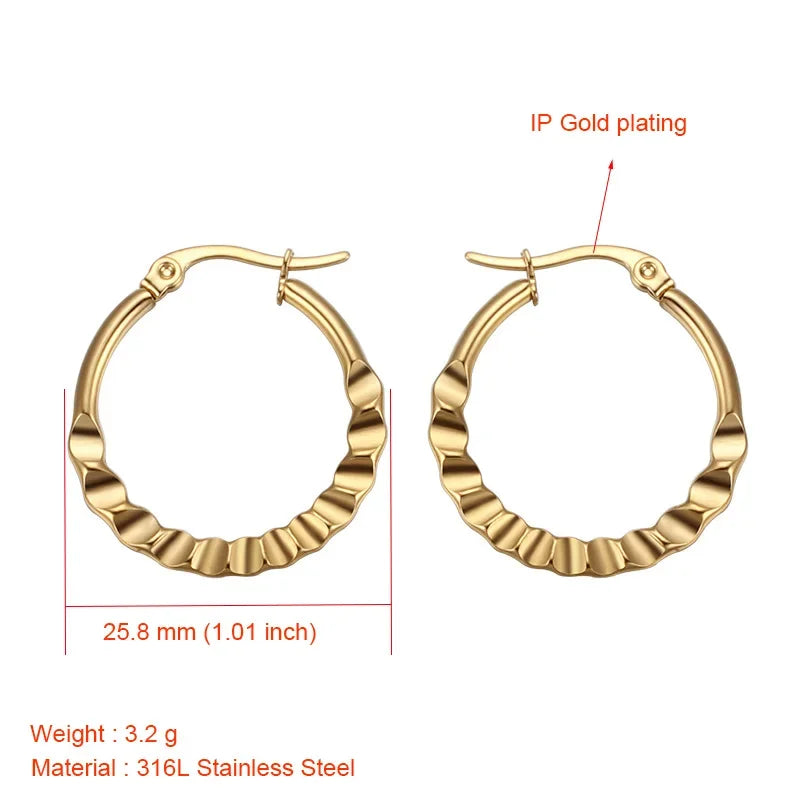 Stainless Steel Hoop Earrings For Women 2025 Statement Round Silver Gold Color Loop Brincos Female Jewelry Wholesale Party Gift