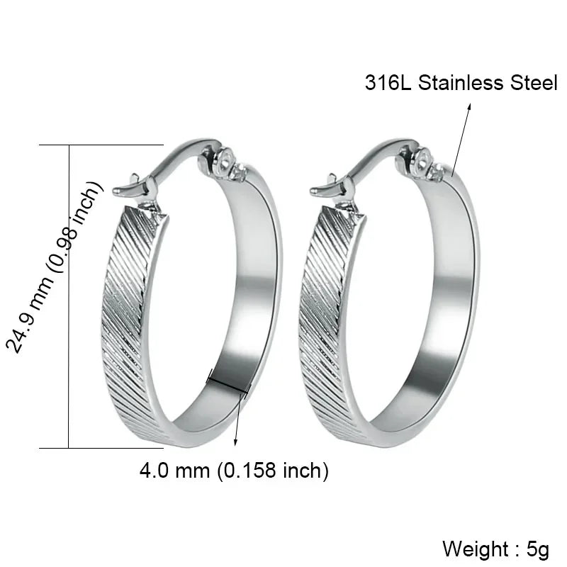 Stainless Steel Hoop Earrings For Women 2025 Statement Round Silver Gold Color Loop Brincos Female Jewelry Wholesale Party Gift