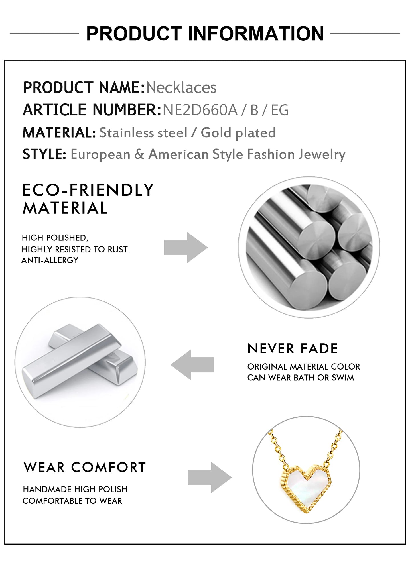 LUXUSTEEL Golden Red Love Heart Shaped Pendant Necklace Stainless Steel Female Necklace Colorful Chain Pendant Jewelry Gift