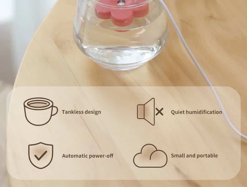 Small Flower Humidifier Portable Desktop Mini Water Replenishing Spray Home Ipx7 Waterproof Atomizer Diffuser