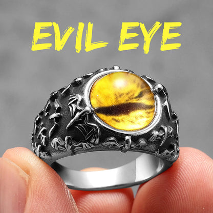 Evil Eye Trendy Gemstone Stainless Steel Men Rings Punk New For Male Women Fashion Jewelry Creativity Gift Wholesale Dropshiping
