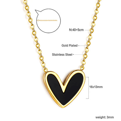 LUXUSTEEL Golden Red Love Heart Shaped Pendant Necklace Stainless Steel Female Necklace Colorful Chain Pendant Jewelry Gift