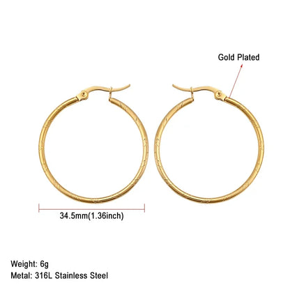 Stainless Steel Hoop Earrings For Women 2025 Statement Round Silver Gold Color Loop Brincos Female Jewelry Wholesale Party Gift