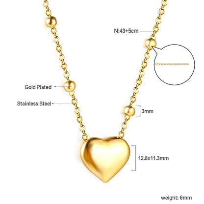 LUXUSTEEL Golden Red Love Heart Shaped Pendant Necklace Stainless Steel Female Necklace Colorful Chain Pendant Jewelry Gift