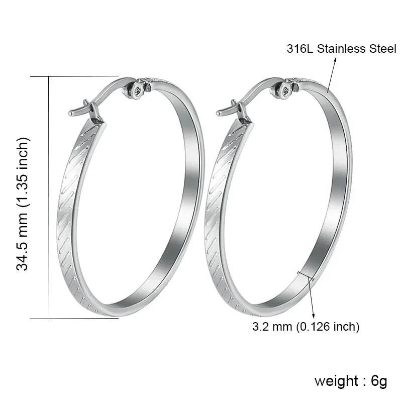 Stainless Steel Hoop Earrings For Women 2025 Statement Round Silver Gold Color Loop Brincos Female Jewelry Wholesale Party Gift