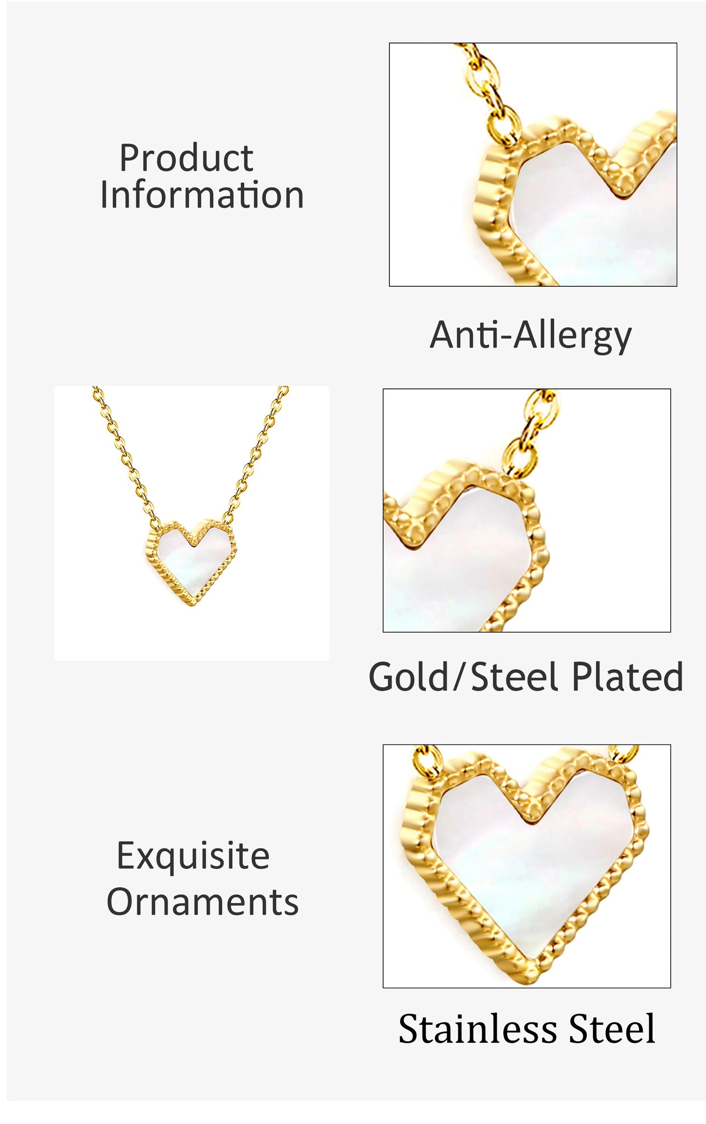 LUXUSTEEL Golden Red Love Heart Shaped Pendant Necklace Stainless Steel Female Necklace Colorful Chain Pendant Jewelry Gift
