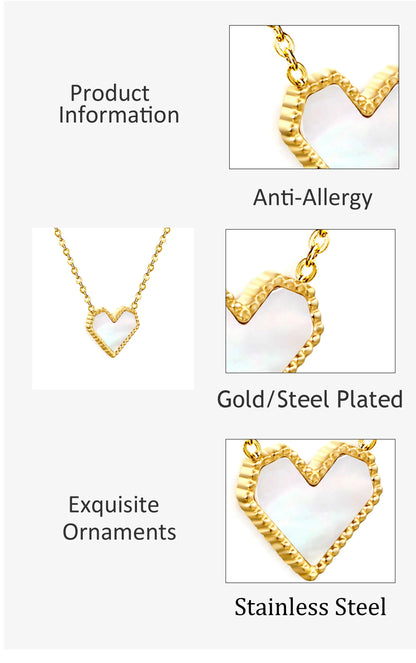 LUXUSTEEL Golden Red Love Heart Shaped Pendant Necklace Stainless Steel Female Necklace Colorful Chain Pendant Jewelry Gift