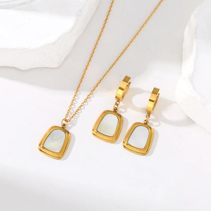 EILIECK 316L Stainless Steel Geometric Black Necklace Earrings For Women New Party Gift Waterproof 18K Gold Plated Jewelry Set