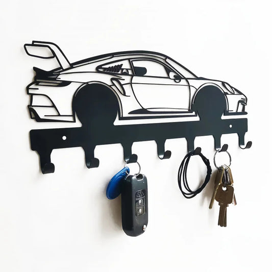 Industrial Style Metal Car Key Holder Wall Mount with Easy Installation, Black Automotive Key Hooks with Durable Coating Finish