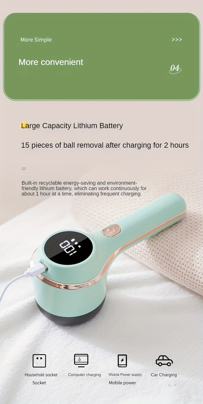 TENGQU Portable Fabric Shaver - USB Rechargeable Lint Remover with LED Display, Quickly & Easily Eliminates Fuzz from Clothes, Sweaters, Sofas, Blankets, Curtains, Mattresses